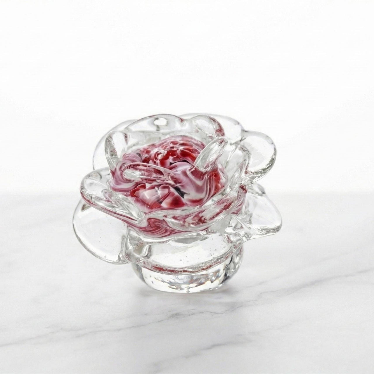 Pink Glass Rose Paperweight