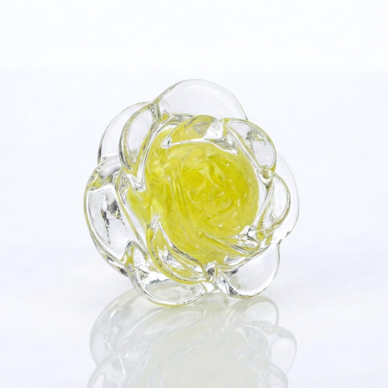 Yellow Rose Glass Paperweight