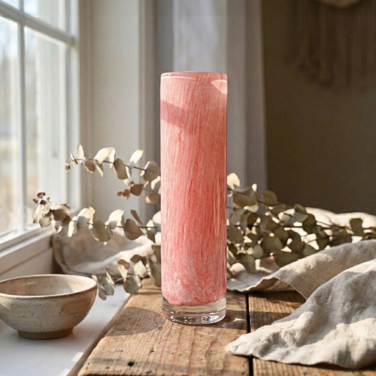 Pink Cylinder Glass Vase