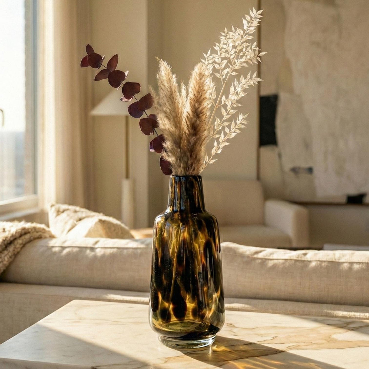 Hand Blown Amber Glass Vase