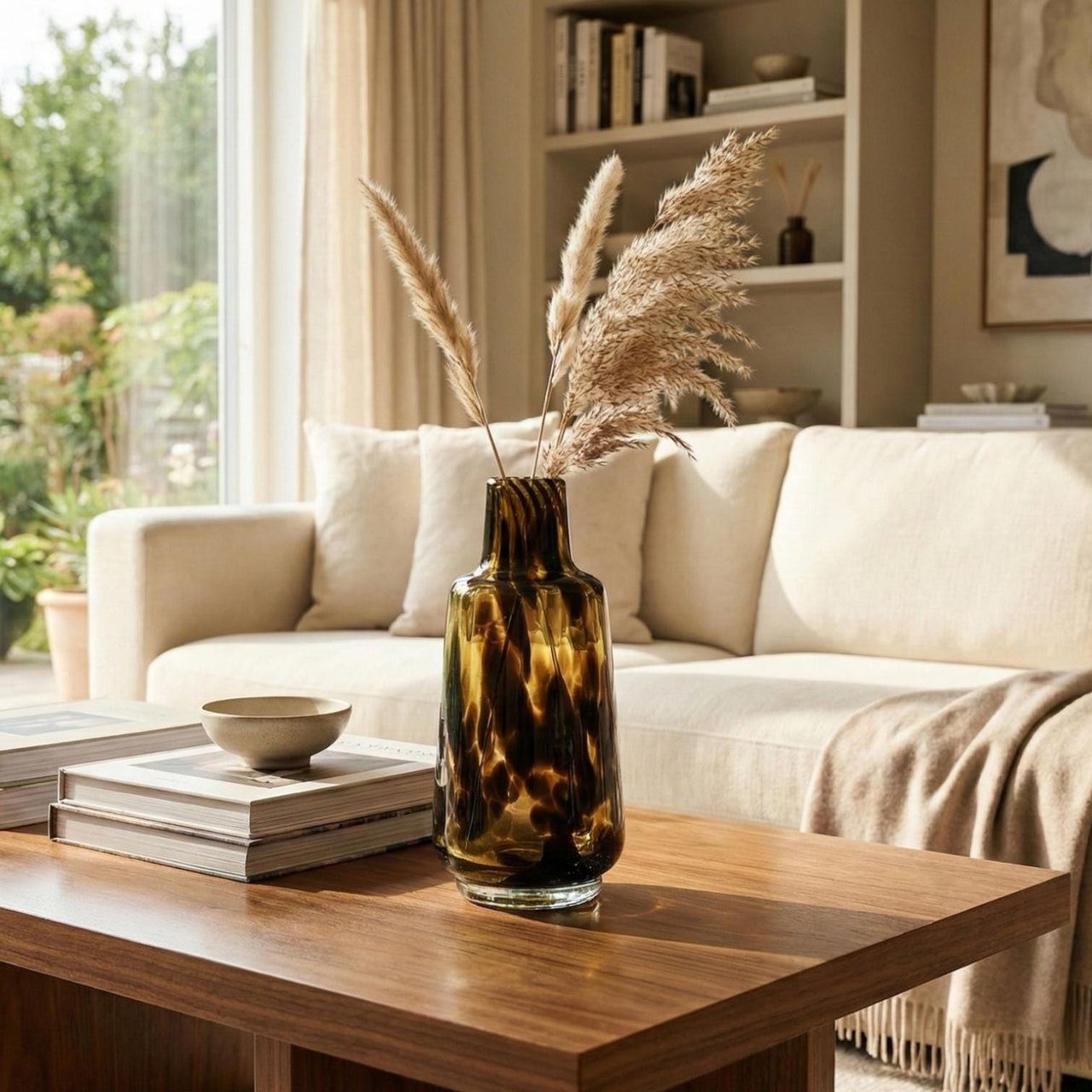 Amber Vase, Hand Blown Vase, Art Glass Vase, Handmade Vase, Vases for Flowers, Glass Vase, Tall Glass Vase, Birthday Gifts for Her