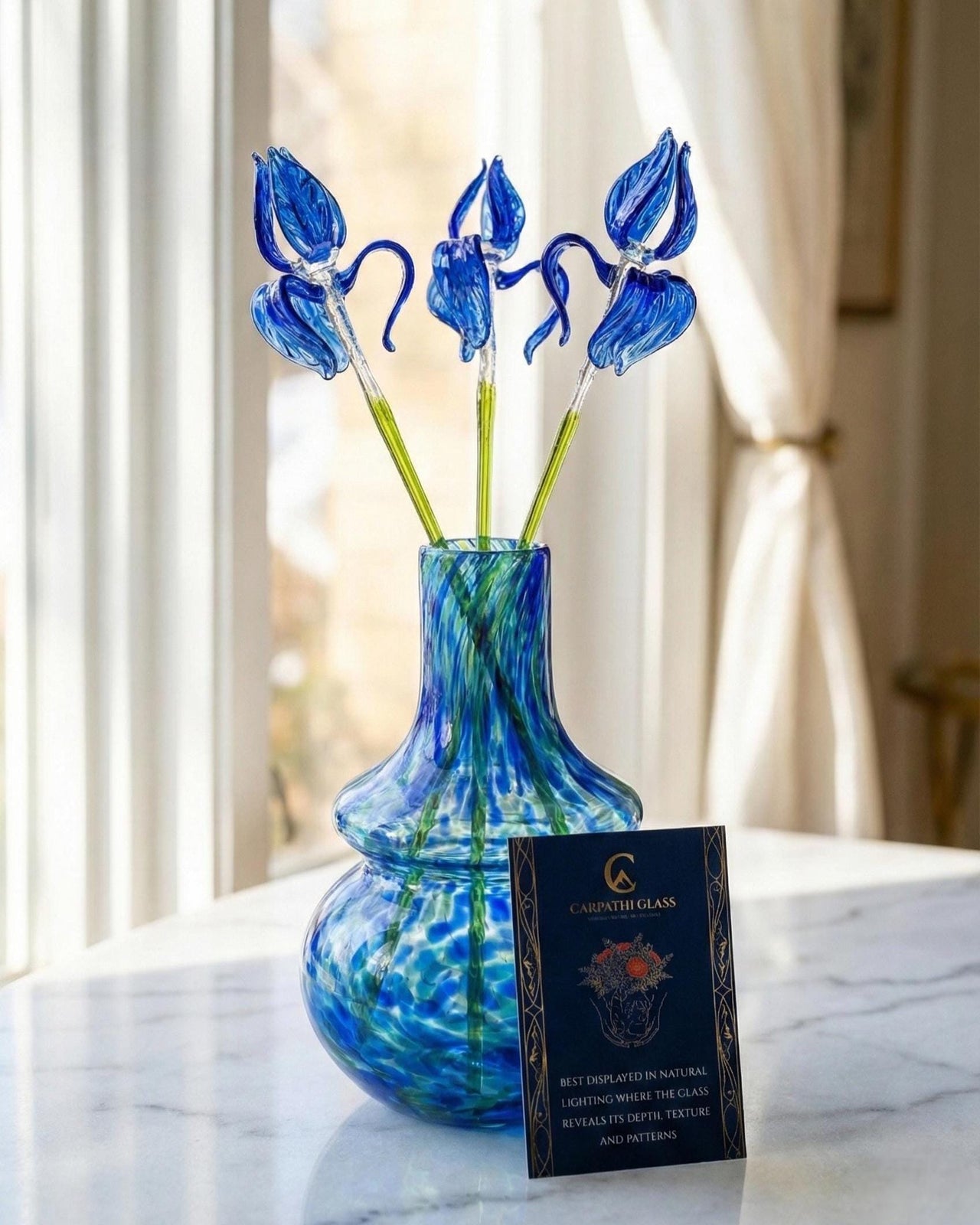 Oceanic Iris Glass Centerpiece