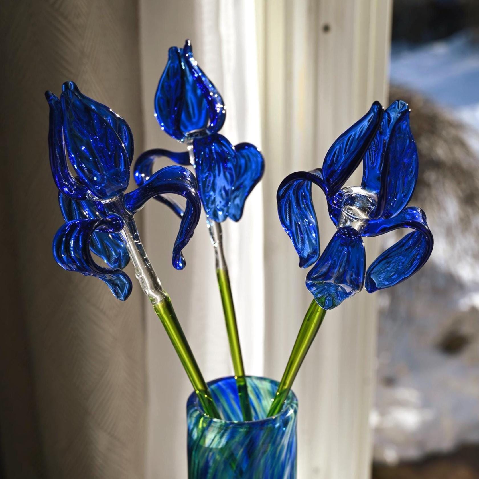 Oceanic Iris Glass Centerpiece