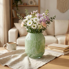 Sage Green Vase - Green Glass Vase - Green Flower Vase - Hand Blown Glass Vase - Handmade Vases for Flowers - Home Decor Gift for Her