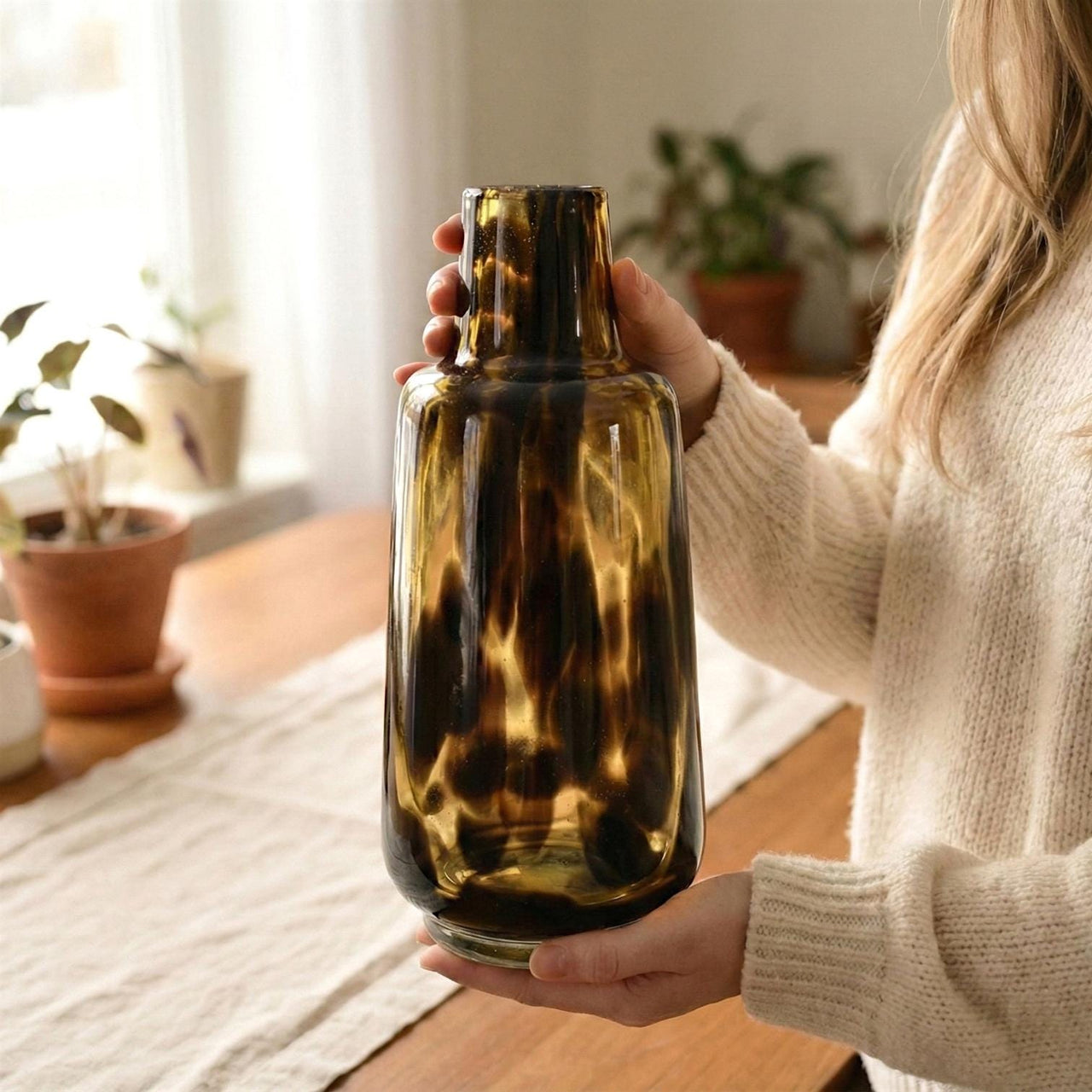 Hand Blown Amber Glass Vase