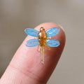 Small Glass Dragonfly Figurine: Handmade Whimsical Sculpture