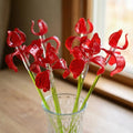 Glass Iris Flowers Bouquet, Red Glass Flowers, Forever Flowers, Glass Birth Month Flower, Hand Blown Glass Iris Gift Art, Mothers Day Gifts