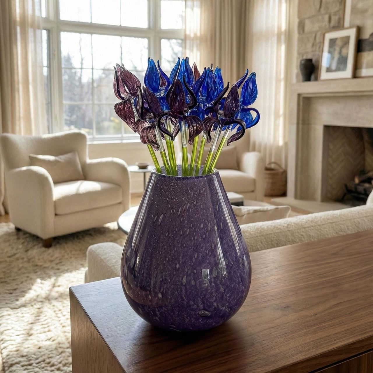 Purple Bloom Iris Centerpiece