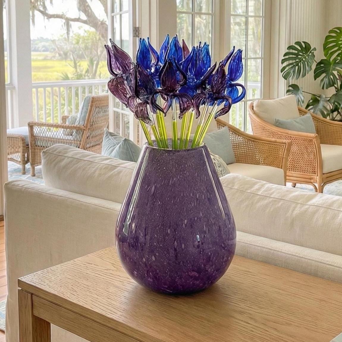 Purple Bloom Iris Centerpiece