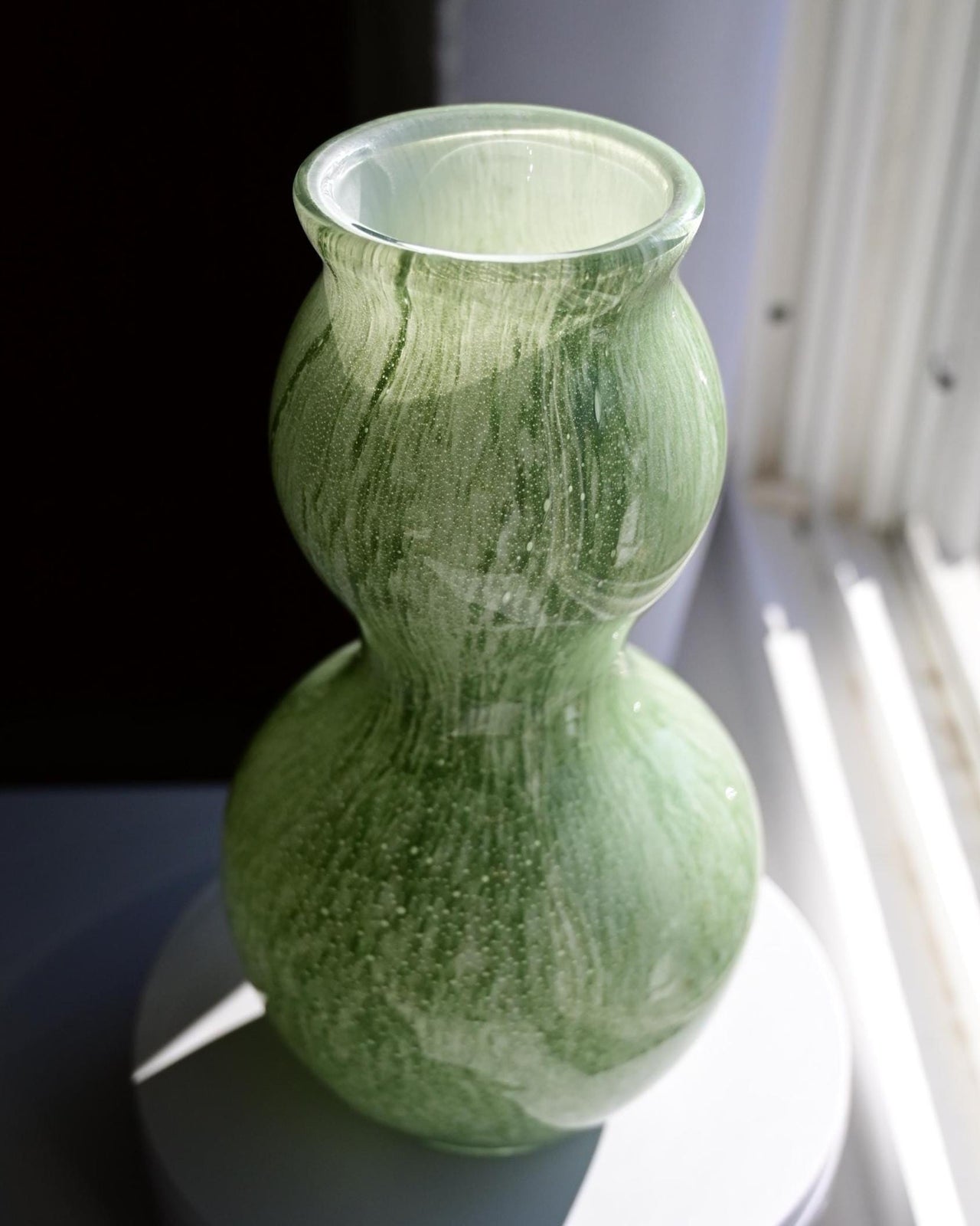 Sage Green Vase - Double Gourd Hand Blown Glass Vase - Art Deco Vase - Murano Glass Vase - Vase for Flowers  - Modern Art Glass Home Decor