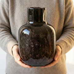 Hand Blown Glass Vase | Brown Glass Vase | Large Glass Vase | Handmade Glass Vase | Large Vase For Flowers | Birthday Gift for Her
