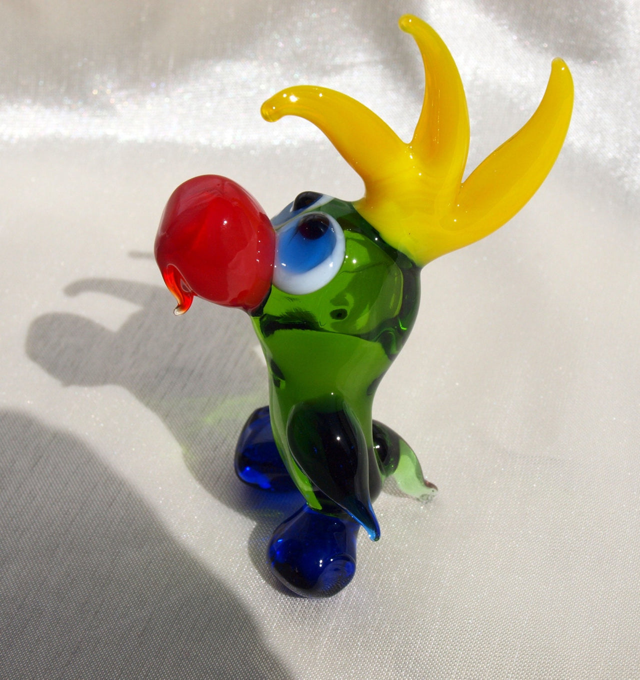 Green Parrot, Parrot Figurine, Glass Bird Sculpture, Gift for Bird Lovers, Blown Glass Bird Figurine, Glass Parrot, Blown Glass Animals Art
