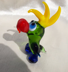 Green Parrot, Parrot Figurine, Glass Bird Sculpture, Gift for Bird Lovers, Blown Glass Bird Figurine, Glass Parrot, Blown Glass Animals Art