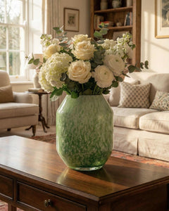 Green Glass Vase, Sage Green Vase, Green Flower Vase, Hand Blown Glass Vase, Handmade Vases for Flowers, Large Green Vase, Birthday Gift