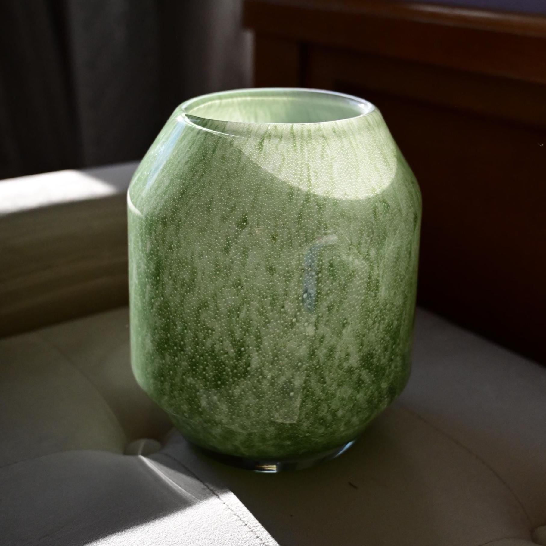 Sage Green Vase - Green Glass Vase - Green Flower Vase - Hand Blown Glass Vase - Handmade Vases for Flowers - Home Decor Gift for Her