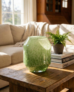 Green Glass Vase, Sage Green Vase, Green Flower Vase, Hand Blown Glass Vase, Handmade Vases for Flowers, Large Green Vase, Birthday Gift
