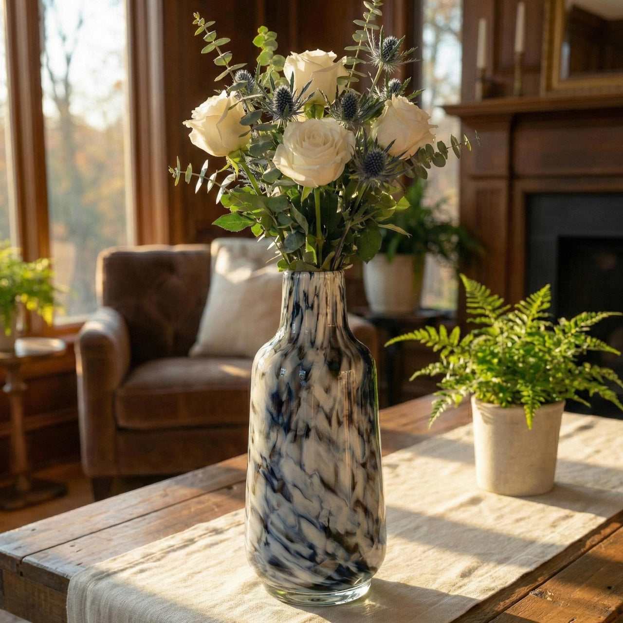 Black & White Art Glass Vase