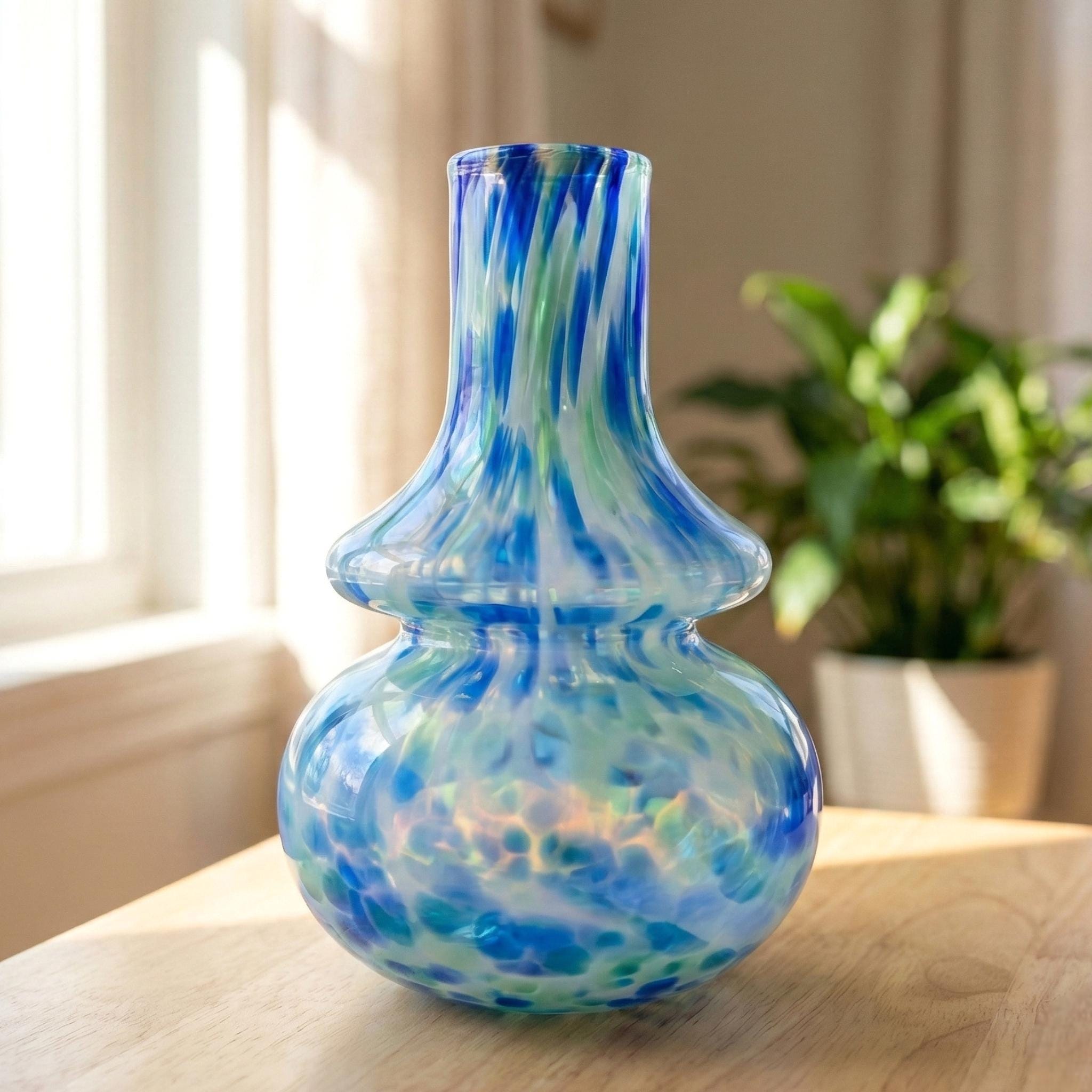 Polish Glass Vase | Unique Flower Vase | Blown Glass Vase | Handmade Art Deco Vase | Murano Glass Vase | Modern Home Decor Gift for Her
