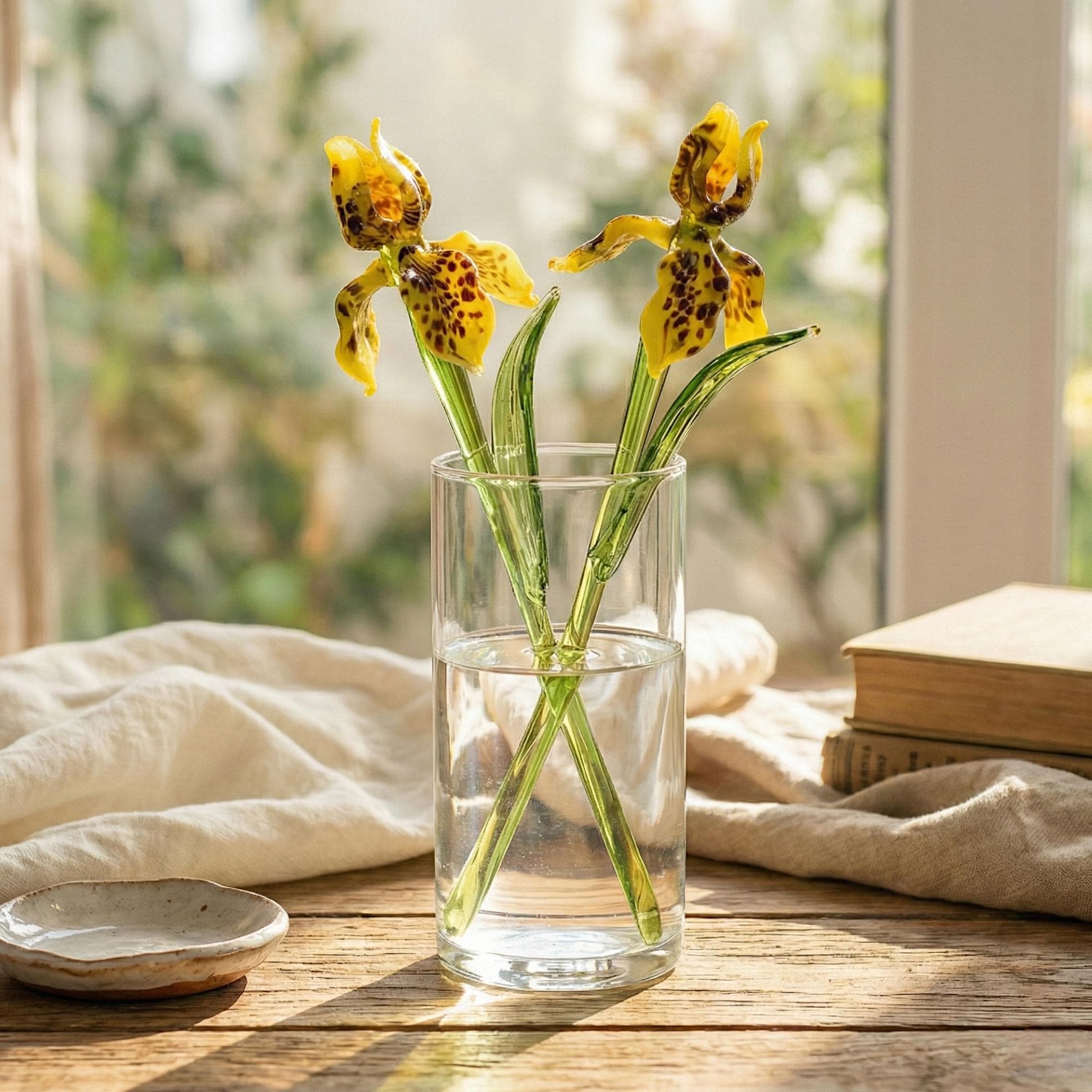 Glass Iris Flower, Glass Birth Month Flower, Iris Gift, Iris Art, Glass Flowers Bouquet, Birth Flower Glass, Grandmas Garden, Mothers Day