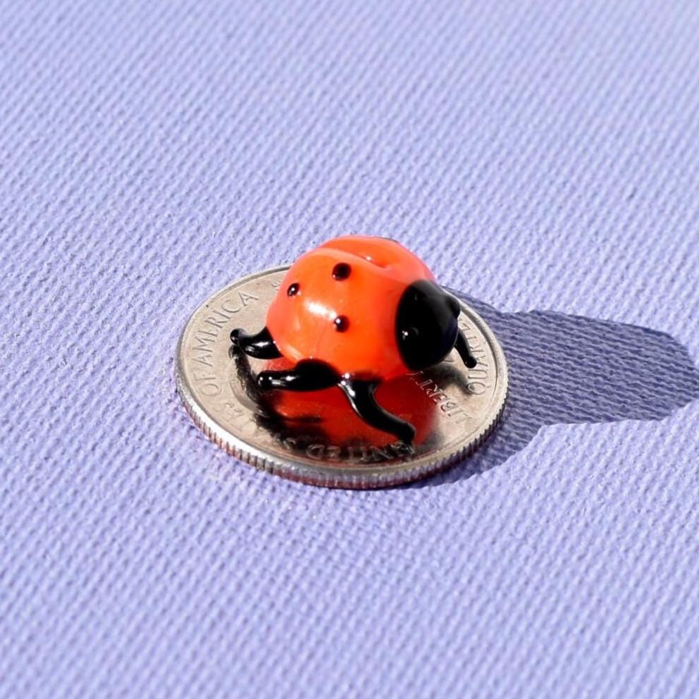 Ladybug Gifts, Glass Animals, Tiny Glass Animals, Ladybug Charm, Glass Animal Figurines, Ladybug Decor, Mini Glass Animals, Red, Art