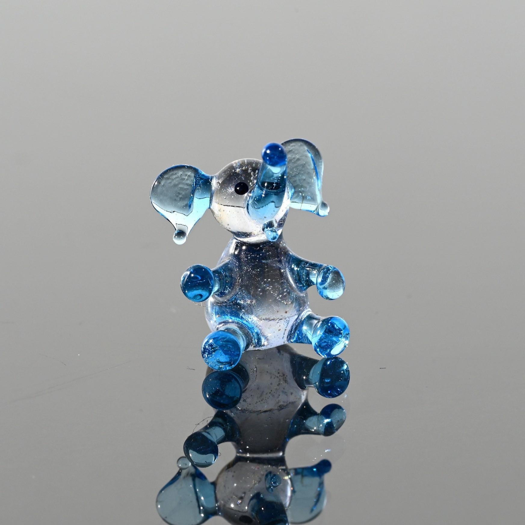 Miniature Glass Animals, Elephant Ornament, Elephant Figurine, Glass Elephant, Elephant Gifts, Tiny Glass Animals, Blue Glass Elephant, Art