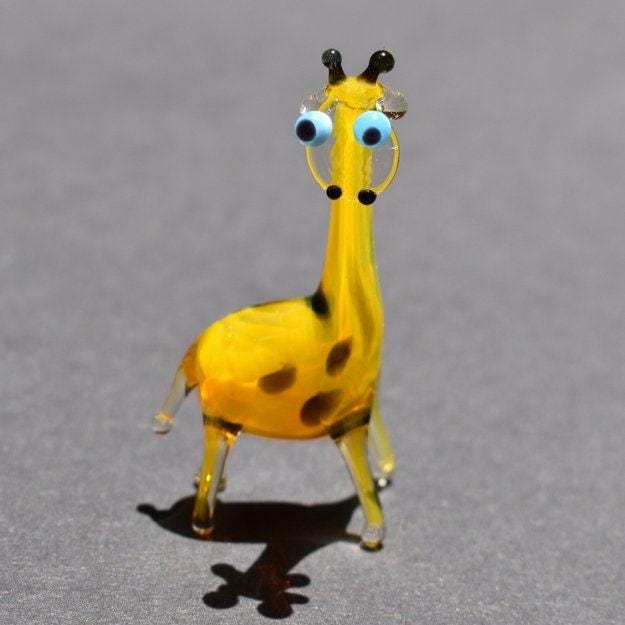 Glass Animals, Mini Glass Animals, Giraffe Gifts, Cute Giraffe Figurine, Safari Nursery Decor, Tiny Glass Animals, Funny, Blown Glass
