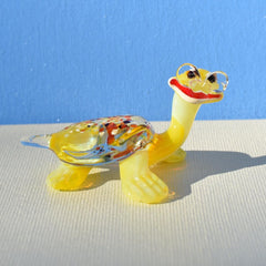 Turtle with Glasses, Librarian Gifts, Sea Turtle Gifts, Yellow Glass Turtle Figurine, Coastal Decor, Cute Glass Animals, Yellow Turtle