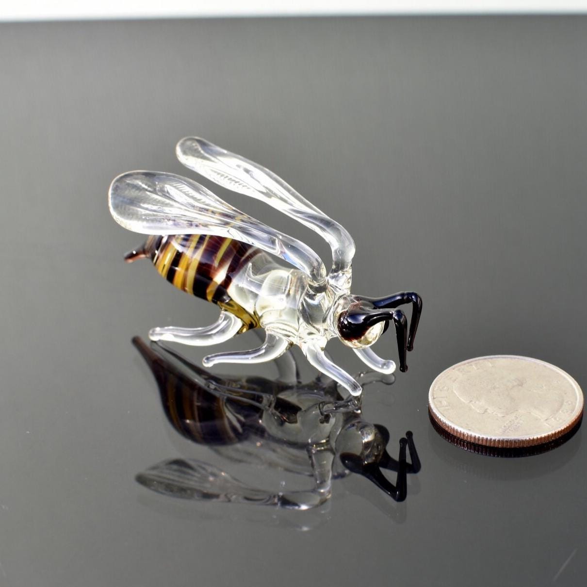 Hornet, Wasp, Yellow Jacket, Tiny Glass Animals, Mini Glass Animals, Glass Figures, Insect Decor, Blown Glass Animals, Honey Bee, Figure