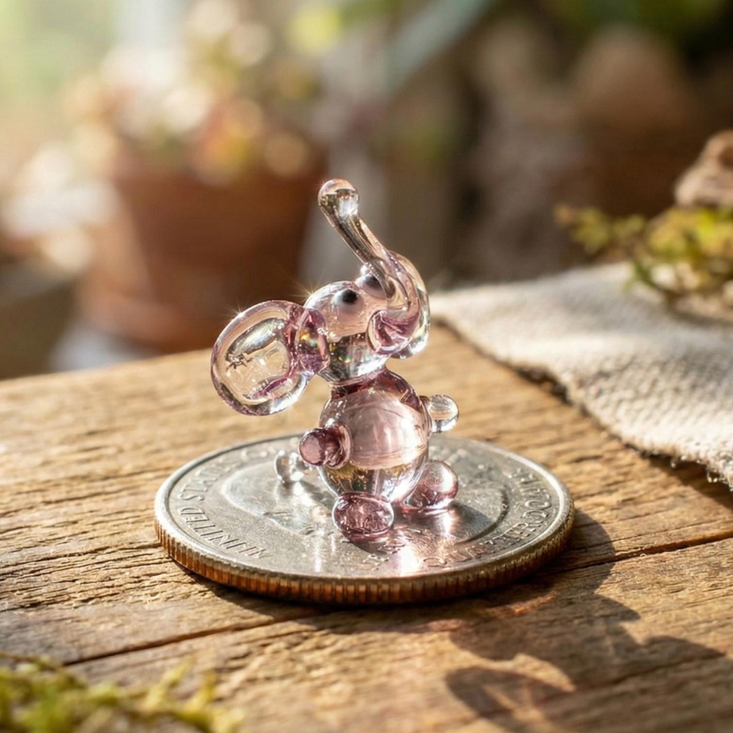 Elephant Figurine, Purple Elephant, Glass Animals, Elephant Gifts, Tiny Glass Animals, Elephant Decor, Glass Elephant, Mini Glass Animals