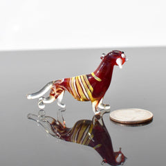 Glass Tiger Figurine, Tiger Statue, Animal Sculpture, Jungle Decor, Miniature Hand Blown Glass, Glass Animals, Blown Glass Animals, Tigers
