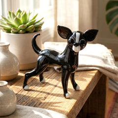 Chihuahua Figurine, Chihuahua Gifts, Black Chihuahua, Dog Memorial Gift, Chihuahua Art, Blown Glass Animals, Chihuahua Statue, Glass Dog