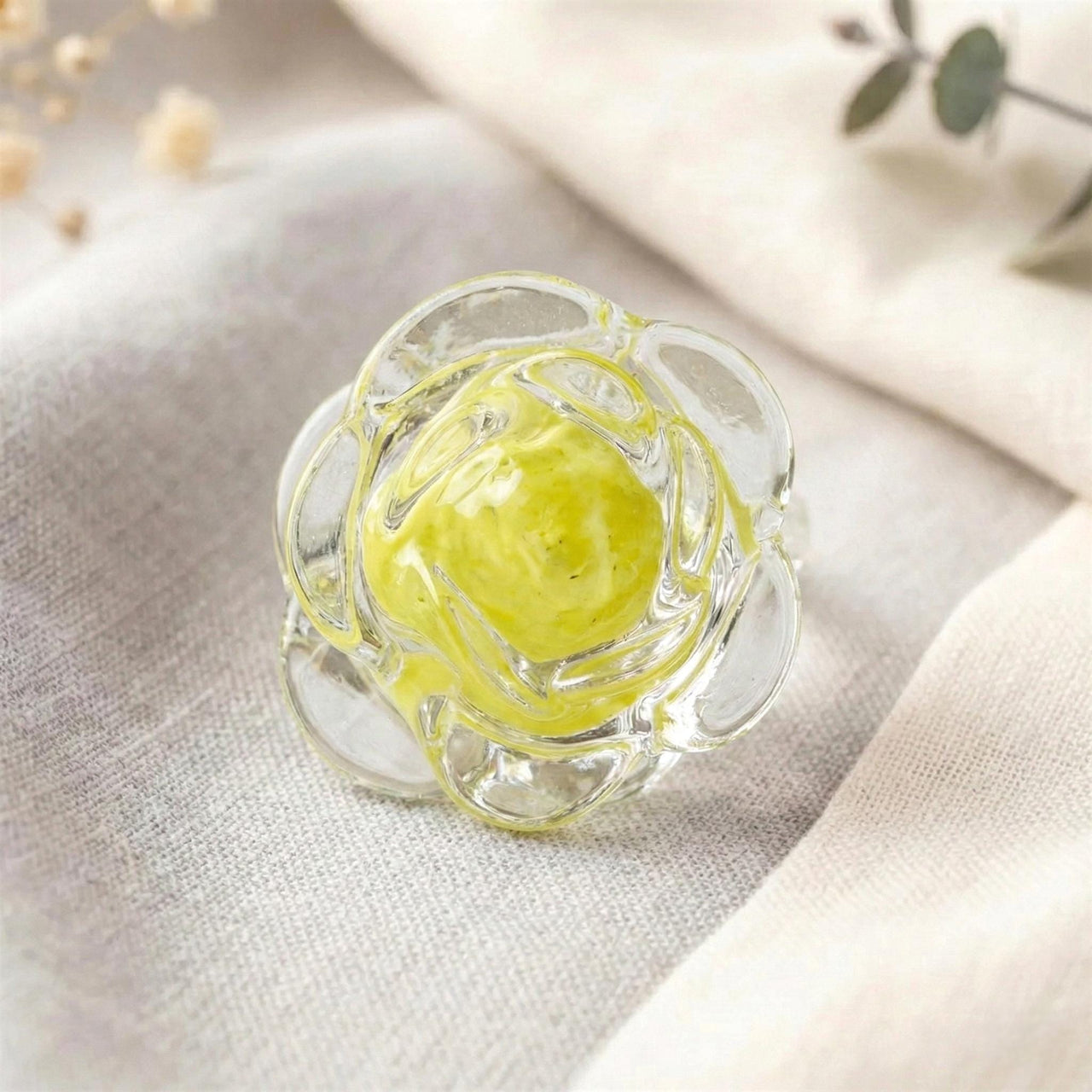 Yellow Rose Glass Paperweight
