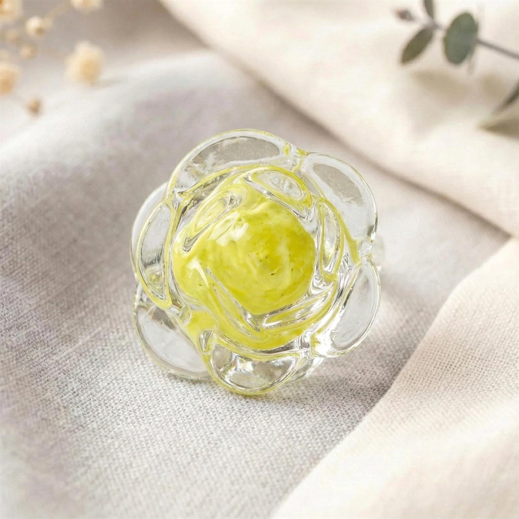 Yellow Rose Glass Paperweight