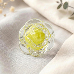 Yellow Rose Glass Paperweight
