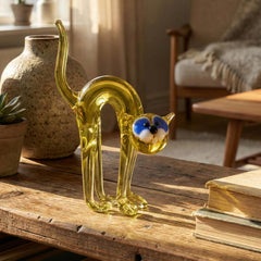 Glass Cat Figurine, Cat Statue, Glass Cat, Cat Figure, Cat Art, Glass Sculpture, Large Cat Statue, Glass Animals, Glass Figures, Cats