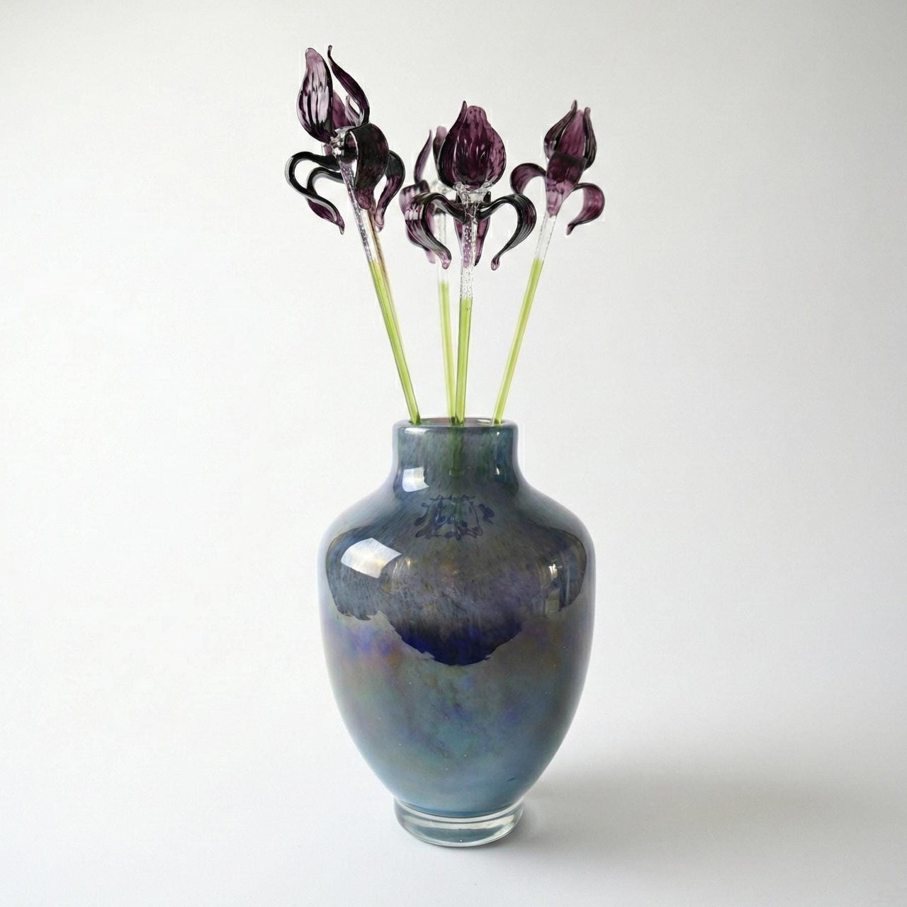 Midnight Iris Glass Centerpiece