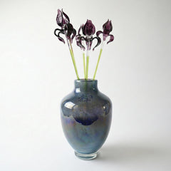 Midnight Iris Glass Centerpiece