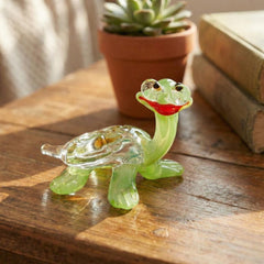 Sea Turtle Gifts, Teacher Gifts, Turtle with Glasses, Blown Glass Animals, Coastal Decor, Glass Sea Turtle, Nerdy Turtle, Green Turtle Art