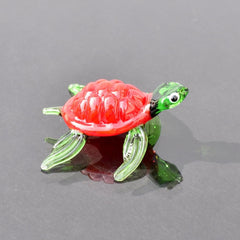 Sea Turtle Gifts, Red Glass Turtle, Sea Glass Turtle, Coastal Decor, Glass Sea Turtle, Blown Glass Animals, Turtle Figurine, Ocean Art,