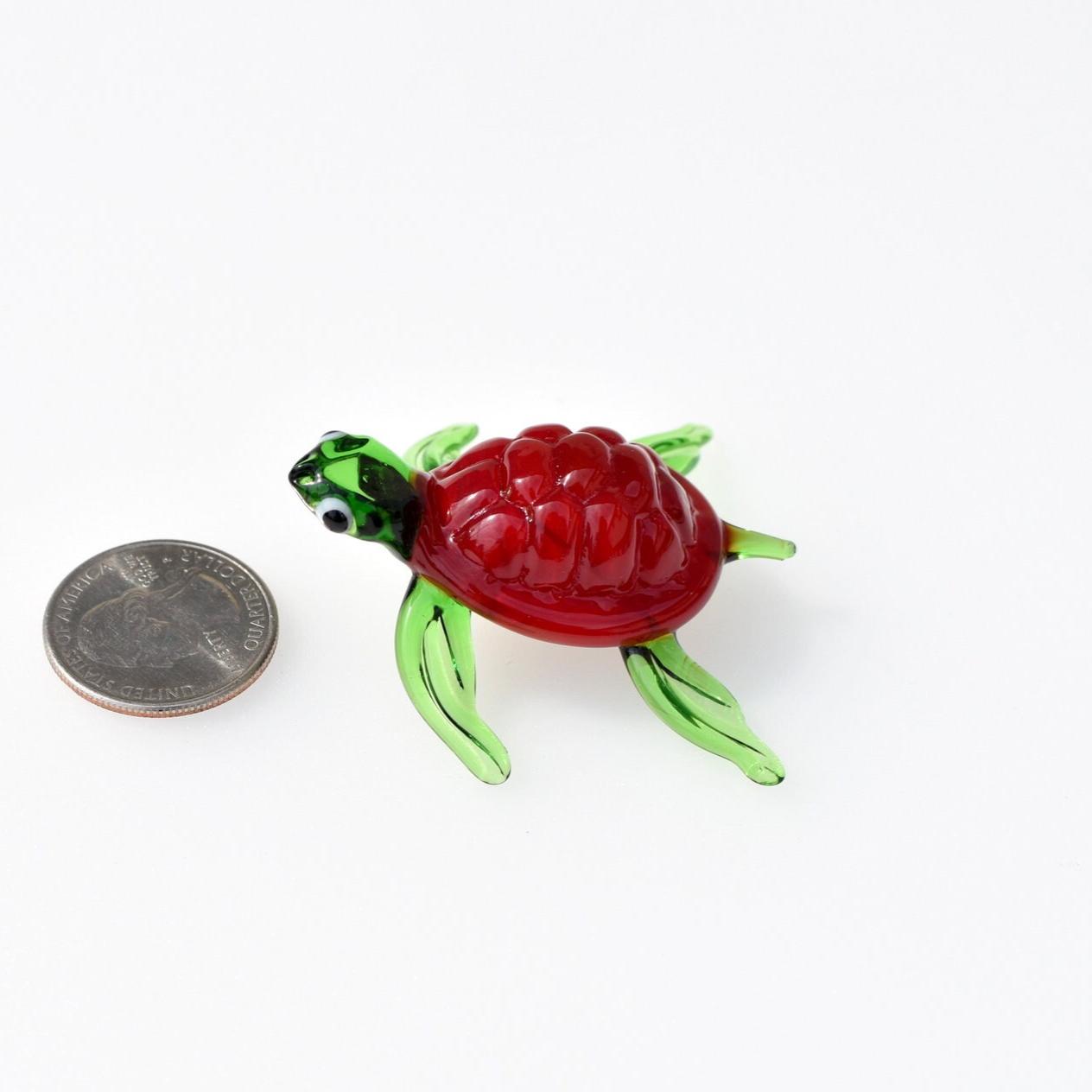 Sea Turtle Gifts, Red Glass Turtle, Sea Glass Turtle, Coastal Decor, Glass Sea Turtle, Blown Glass Animals, Turtle Figurine, Ocean Art,