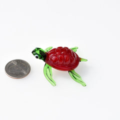 Sea Turtle Gifts, Red Glass Turtle, Sea Glass Turtle, Coastal Decor, Glass Sea Turtle, Blown Glass Animals, Turtle Figurine, Ocean Art,
