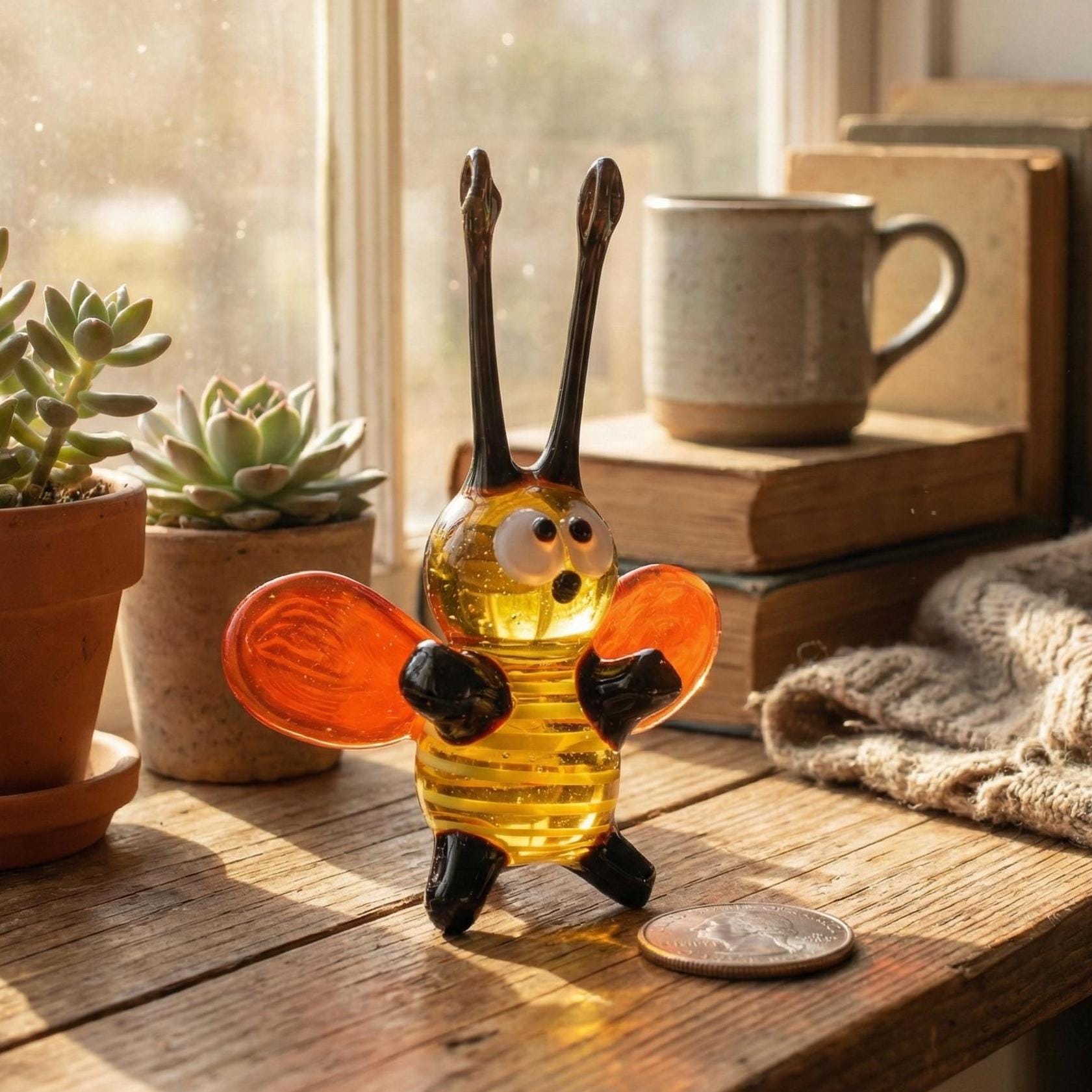Bee Decor, Glass Sculpture, Glass Figures, Bee Gifts, Bumble Bee, Honey Bee, Glass Animals, Blown Glass Animals, Glass Bee, Bees, Art