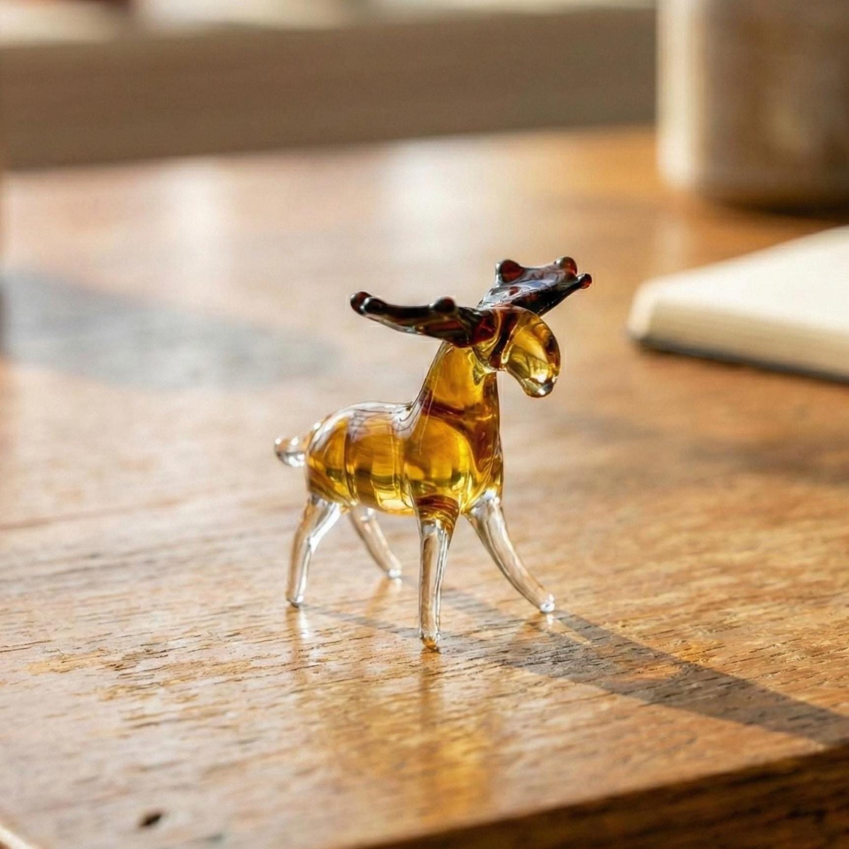 Handmade Moose, Tiny Glass Animals, Moose Decor, Glass Animals, Moose Gifts, Miniature Glass Animals, Moose Figurine, Mini Glass Figurine