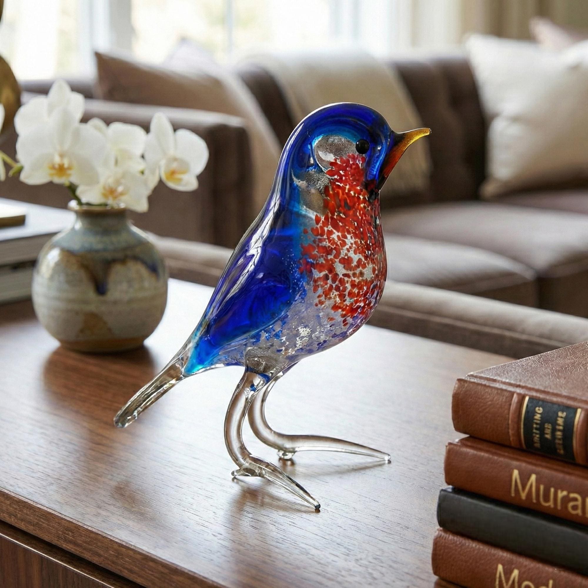 Glass Bird Figurine, Blue Bird, Bird Lover Gifts, Bird Sculpture, Glass Bird, Bird Figurine, Bird Gifts, Bird Statue, Blown Glass Bird
