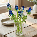 Hand Blown Blue Glass Roses - Blown Glass Flowers - Mothers Day Glass Rose Gift for Her