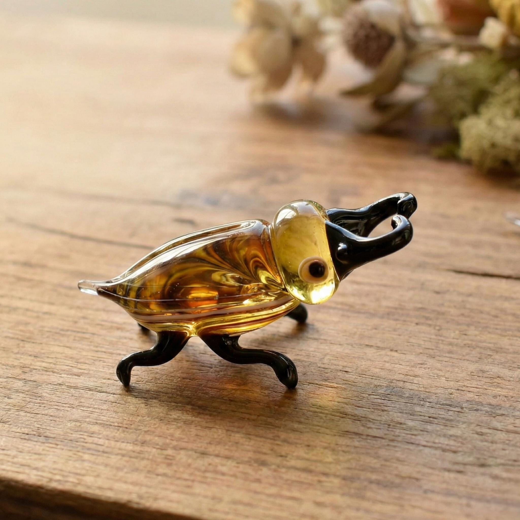 Hand Blown Glass Beetle Figurine - Glass Beetle Figurine - Unique Gift for Insect Lovers