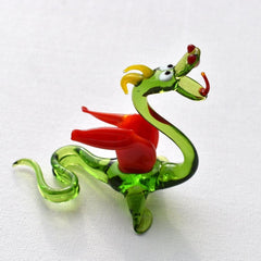 Dragon Statue, Fantasy Decor, Green Glass Dragon, Glass Sculpture, Dragon Gifts, Dragon Decor, Fantasy Art, Red Wings, Blown Glass, Art