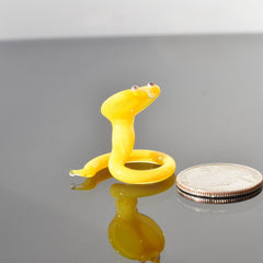 Glass Snake Charm Decor, Tiny Glass Animals, Yellow Cobra, Year of the Snake, Miniature Glass Animals, Snake Art,