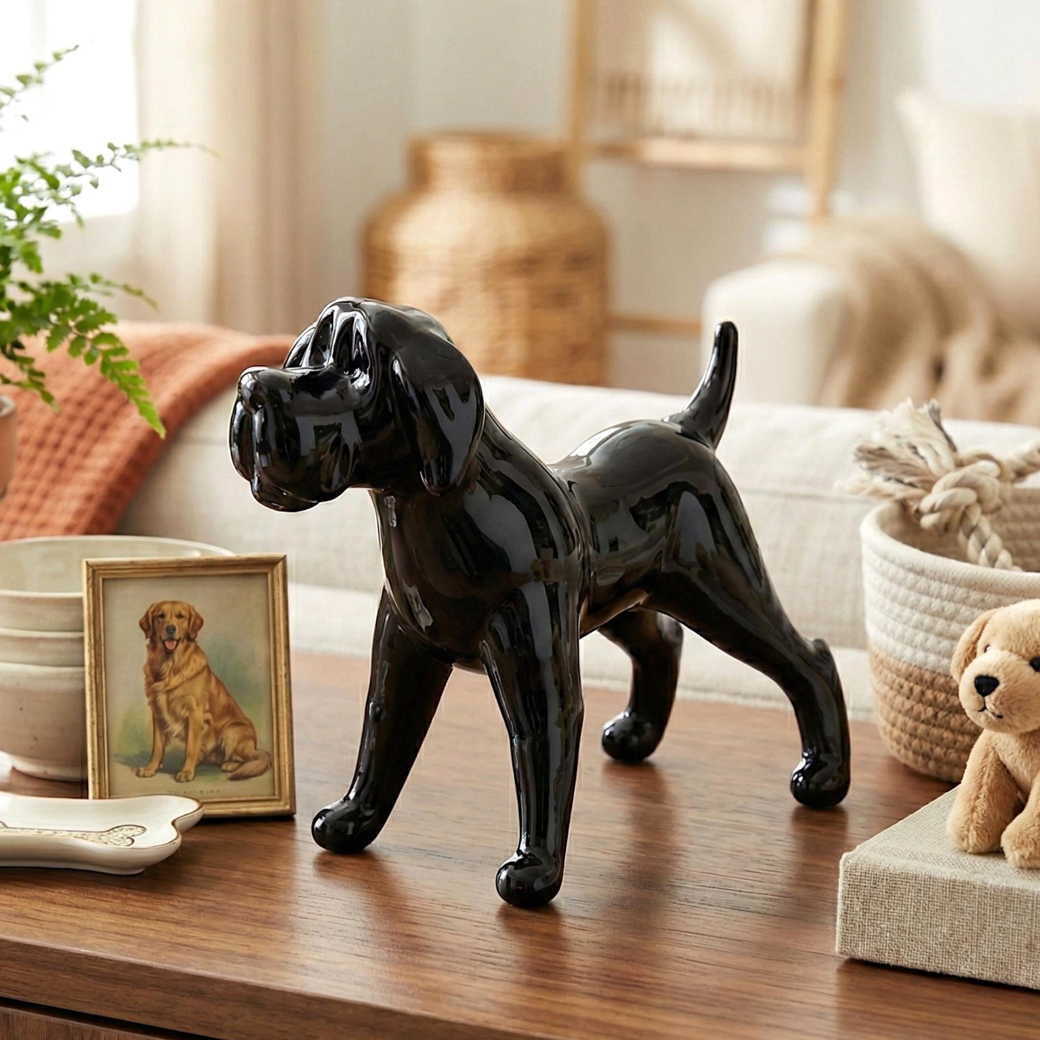 Black Labrador Figurine, Black Labrador Gifts, Black Lab Art, Dog Memorial Gift, Labrador Statue, Blown Glass Animals, Black Lab Decor
