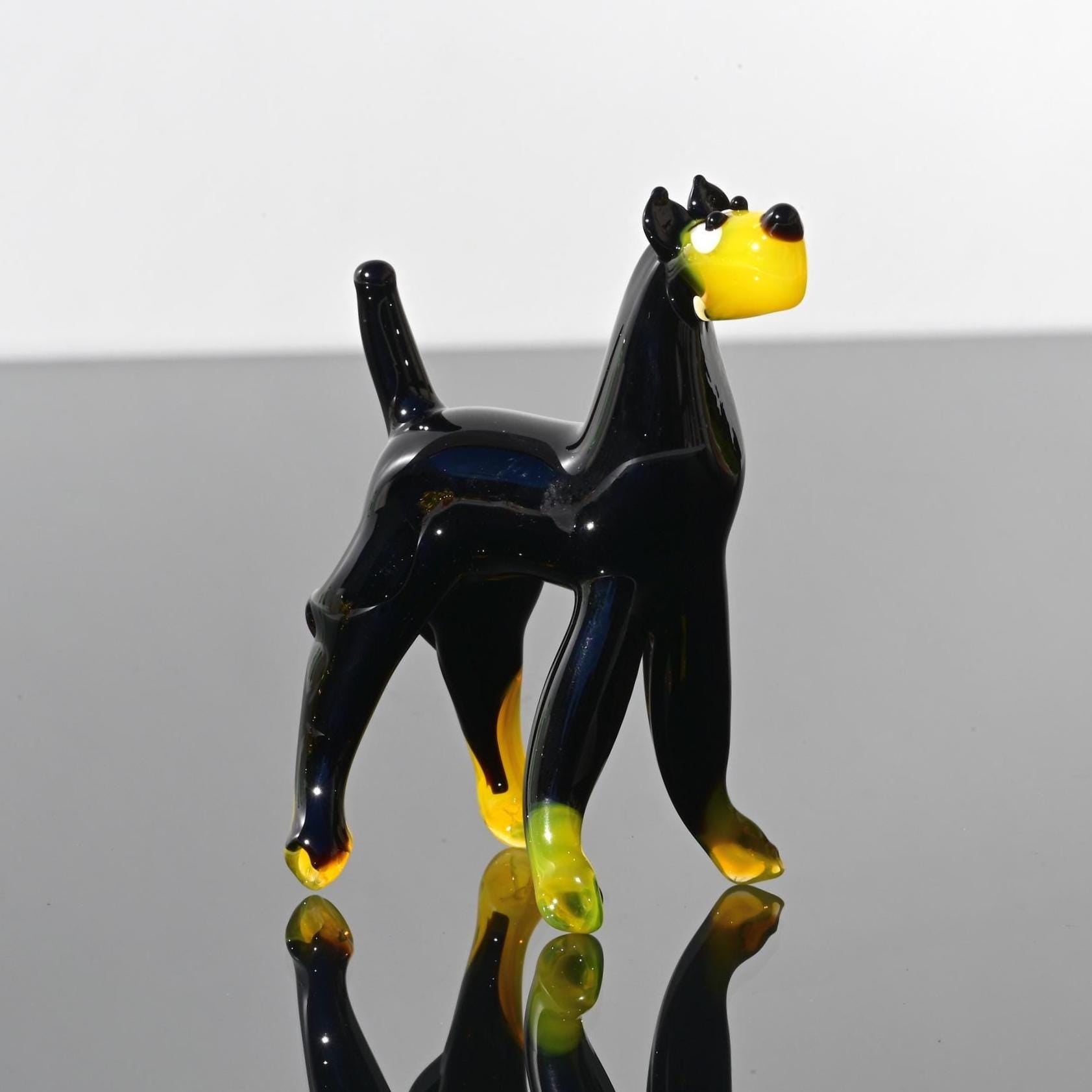 Doberman Figurine, Doberman Statue, Doberman Gifts, Doberman Pinscher Art, Doberman Decor, Doberman Memorial, Glass Dog Figurine
